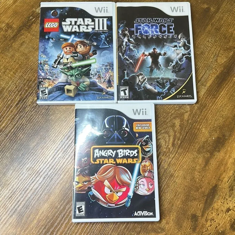 Wii Star Wars Video Game Lot 3 Games Angry Birds Star Wars 3 The Force Unleashed